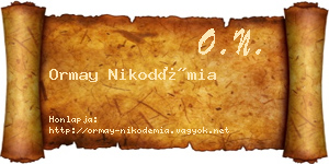 Ormay Nikodémia névjegykártya